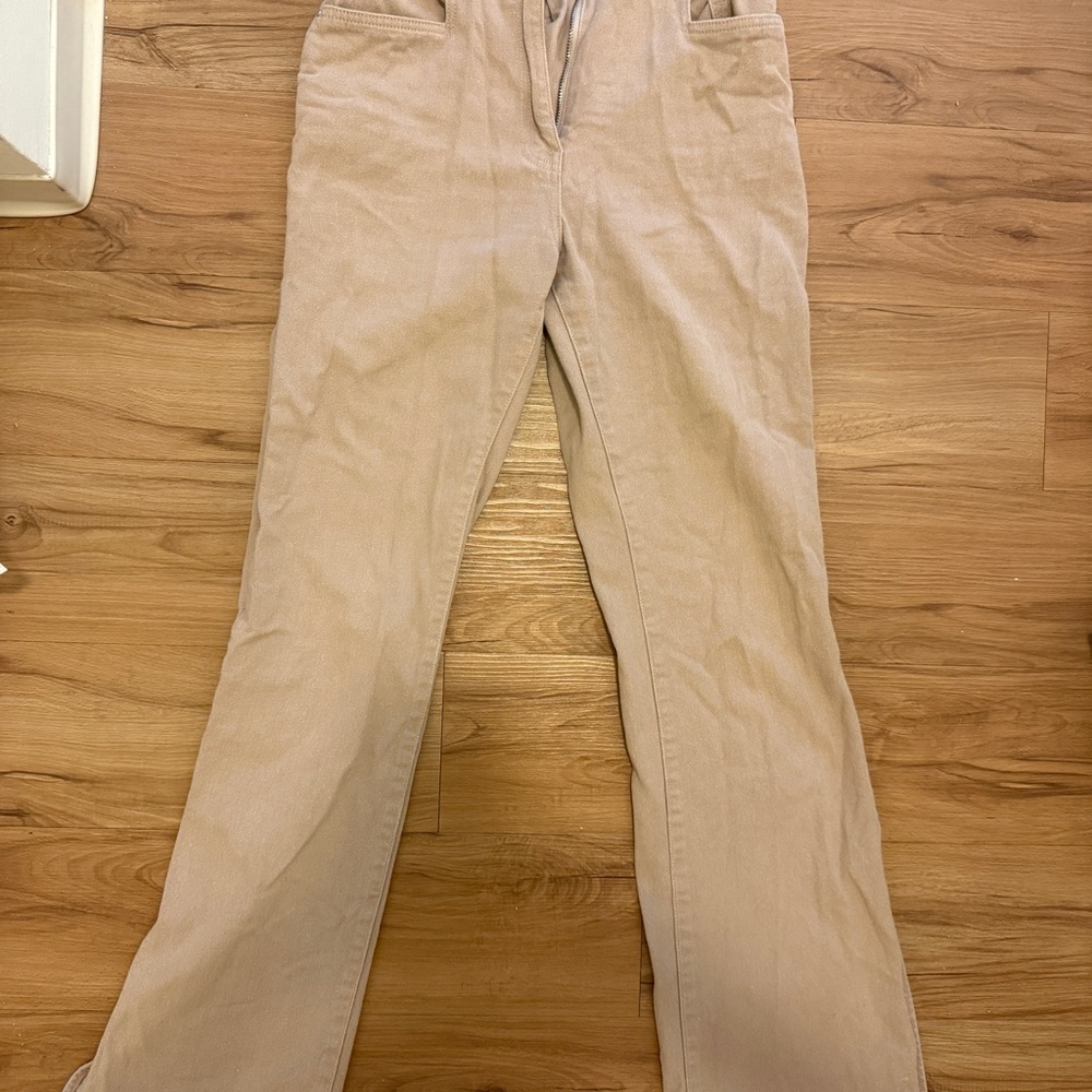 Lichi Tan Split Leg Flare Jeans